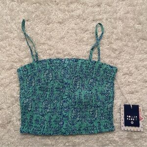 Women’s Garden Floral Smocked Peplum Tank Top Teal Roller Rabbit x Target XXS